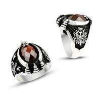 925K Sterling Silver Star And Crescent Men Ring