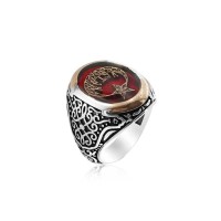 925K Sterling Silver Star And Crescent Men Ring