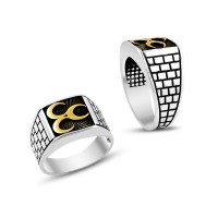 925K Sterling Silver Three Crescents Men Ring