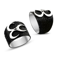 925K Sterling Silver Three Crescents Men Ring