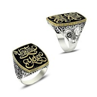 925K Sterling Silver Unutma Yeter Men Ring