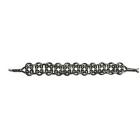 999 Silver Black Knit Model Handmade Herringbone Bracelet 