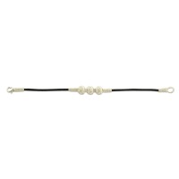 999 Silver White Beaded Handmade Black Rope Bracelet 