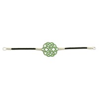 999 Silver Green Hand Knit Black Rope Bracelet