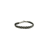 999 Silver Told Gray Hand Knit Rope Bracelet 