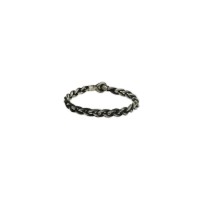 999 Silver Told Gray Hand Knit Rope Bracelet 