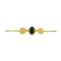 999 Silver Green Carnelian Stone Gold Hand Knit Bracelet