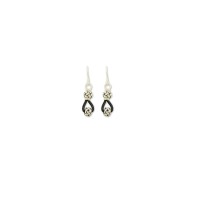 999 Sterling Silver White Black Hand Knit Earring