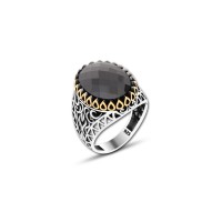 925 Silver Black Zircon Stone Ring For Men