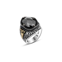 925 Silver Black Zircon Stone Ring For Men