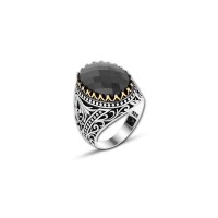 925 Silver Black Zircon Stone Ring For Men