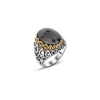 925 Silver Black Zircon Stone Ring For Men