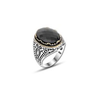 925 Silver Black Zircon Stone Ring For Men