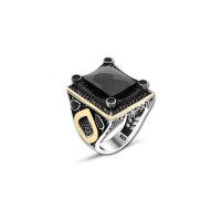 925 Silver Black Zircon Stone Ring For Men