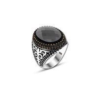 925 Silver Black Zircon Stone Ring For Men