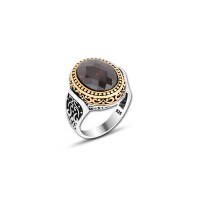 925 Silver Black Zircon Stone Ring For Men