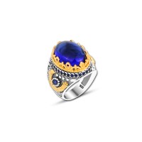 925 Silver Blue Agate Ring For Men