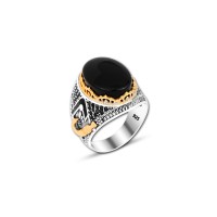 925 Silver Black Onyx Sword Ring For Men