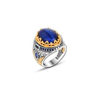 925 Silver Blue Agate Ring For Men