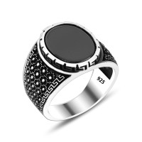 925 Silver  Black Onyx Ottoman Ring For Men