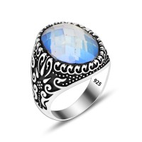 925 Silver Blue Stone Ring For Men