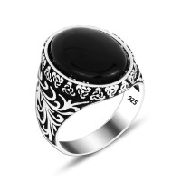 925 Silver Black Onyx Stone Ring For Men