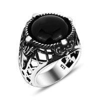 925 Silver Black Onyx Stone Ring For Men