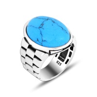 925 Silver Turquoise Stone Ring For Men