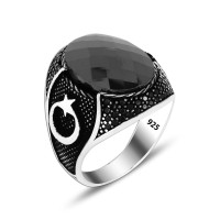 925 Silver Black Turkish Ring For Men