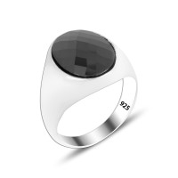 925 Silver Black Stone Ring For Men