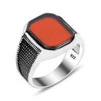 925 Silver Carnelian  Ring For Men