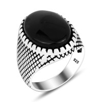 925 Silver Black Zircon  Ring For Men