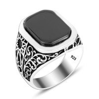 925 Silver Black Zircon Ring For Men