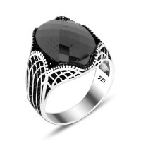 925 Silver Black Zircon  Ring For Men