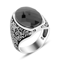 925 Silver Black Zircon Ring For Men