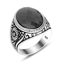 925 Silver Black Zircon Ring For Men