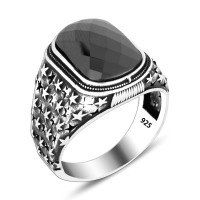 925 Silver Black Zircon Stone Ring For Men