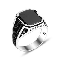 925 Silver Black Onyx Stone Ring For Men