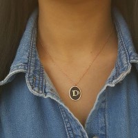 Rose Gold P. 925K Sterling Silver Initial Letter D Necklace