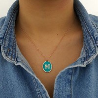 Rose Gold P. 925K Sterling Silver Initial Letter M Necklace