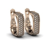 Rose Gold P. 925K Sterling Silver Pave Hoop Square Earrings