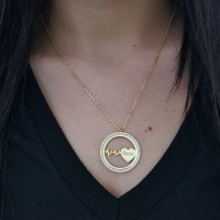Rose Gold Plated 925K Silver Rhythmic Heart Personalized Necklace