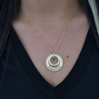 Rose Gold Plated 925K Silver Ay Star Evil Eye Personalized Necklace