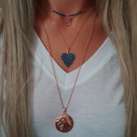 Rose Gold Plated 925K Silver Coin Maple Leaf Owl Combine Necklace