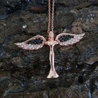 Rose Gold Plated 925K Silver Angel Necklace