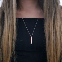 Rose Gold Plated 925K Silver Name Personalized Vertical Necklace