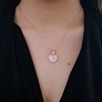 Rose Gold Plated 925K Silver Wings Heart Personalized Necklace