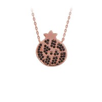 Rose Gold Plated 925K Sterling Pomegranate Charm Pendant Necklace