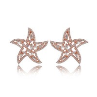 Rose Gold Plated 925K Sterling Silver Baguette Earring Baguette Earring Fashion Designer Earring Star Earring