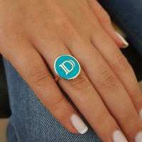 Rose Gold Plated 925K Sterling Silver Letter D Personalized Ring